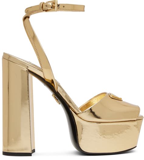 prada women's shoe gold emblem replacement|prada gold shoes for women.